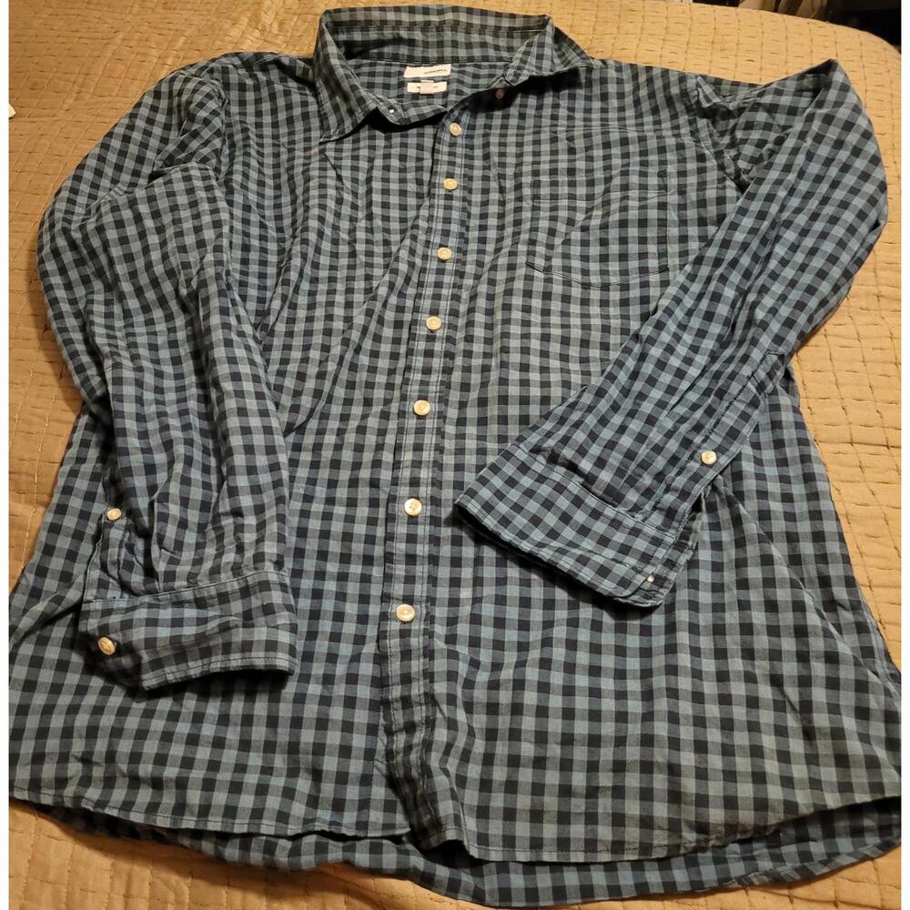 Sonoma Modern Fit Button Down Shirt Men’s XL Blue Black Gingham